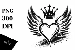 Heart with Wings and Crown, Transparent PNG Product Image 1
