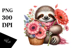 Watercolor Detailed Cute Baby Sloth | Sublimation | Clipart Product Image 1