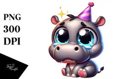 Cute Cartoon Hippo PNG Product Image 1