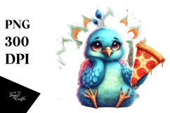 Bored Peacock Holding Pizza Slice | Clipart Product Image 1