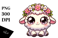 Playful Lamb Flower Crown PNG Product Image 1