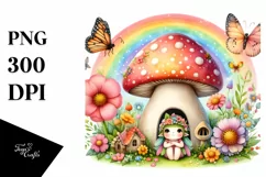 Fairy House Rainbow Watercolor | Clipart Product Image 3
