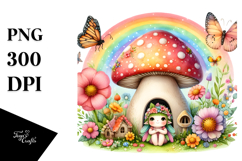 Fairy House Rainbow Watercolor | Clipart Product Image 1