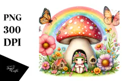 Fairy House Rainbow Watercolor | Clipart Product Image 1