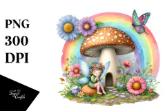 Fairy House Rainbow Watercolor | Clipart Product Image 1