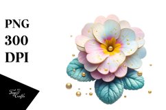 Wooden Primrose in Material with Golden Insertions | Product Image 1