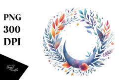 Whimsical Moon with Foliage, PNG Product Image 1