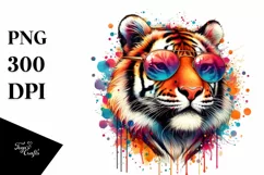 Quirky Tiger,Colorful Sticker | Clipart Product Image 1
