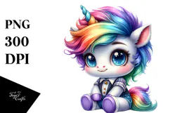 Cute Baby Unicorn Dancing PNG Product Image 1