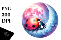 Sleeping Ladybug on the Moon PNG Product Image 1