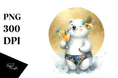Happy Polar Bear in Beachwear PNG Product Image 1