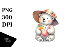 Happy Polar Bear in Beachwear PNG Product Image 1