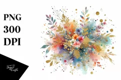 Colorful Particles Golden Foil Splash Clipart Product Image 1