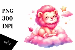 Smiling Cute Baby Lion in Cloud | Clipart Product Image 3