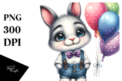 Goofy Baby Bunny with Coffee Cup, PNG Product Image 1