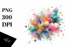 Colorful Particles Golden Foil Splash Clipart Product Image 1