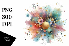 Colorful Particles Golden Foil Splash Clipart Product Image 1