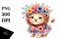 Colorful Cute Baby Lion Whimsical Flowers Product Image 3