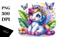 cute Baby Unicorn Playing Funny PNG Product Image 1