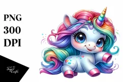 cute Baby Unicorn Playing Funny PNG Product Image 3