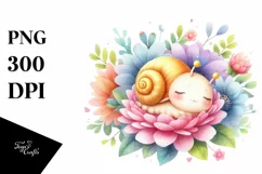 Colorful Cute Baby Snail in Flower | Sublimation Clipart Product Image 3