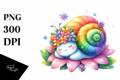 Colorful Cute Baby Snail in Flower | Sublimation Clipart Product Image 3