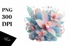 Orchid with Metallic Insertions PNG Product Image 3