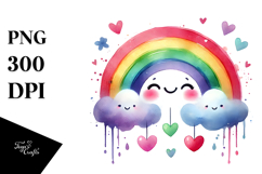 Colorful Paintbrush-style Heart with Rainbow PNG Product Image 1