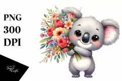 Koala Big Eyes Flower Bouquet Human Like | Sublimation | Product Image 3
