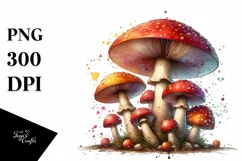Detailed Mushroom Watercolor Splash PNG Product Image 3