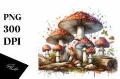 Detailed Mushroom Watercolor Splash PNG Product Image 3