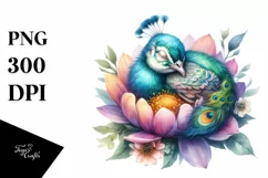 Colorful Baby Peacock Sleeping | Sublimation Clipart Product Image 3