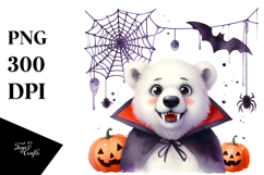 Funny Watercolor Polar Bear Spider Web Haloween Vampire Product Image 1