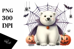 Funny Watercolor Polar Bear Spider Web Haloween Vampire Product Image 1