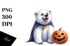Funny Watercolor Polar Bear Spider Web Haloween Vampire Product Image 1