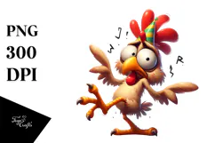 Goofy Cartoon Chicken in Despair PNG Product Image 1