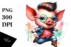Expressive Baby Pig Watercolor PNG Product Image 3
