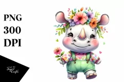 Smiling Cute Baby Rhino | Clipart Product Image 3