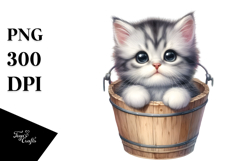 Cute Baby Cat by the Bucket, Transparent PNG Product Image 1