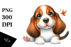 Happy Basset Hound, Transparent PNG Product Image 1