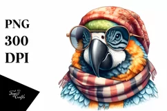 Funny Parrot Smiling Scarf | Watercolor Clipart Product Image 1