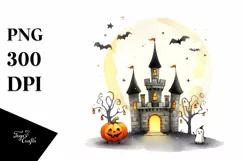 Halloween Castle Cartoon PNG Product Image 1