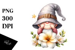 Cute GNOME with Freesia, Transparent PNG Product Image 1