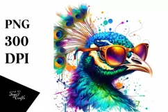 Quirky Peacock,Colorful Sticker | Clipart Product Image 1