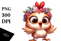 trending Chicken with Flower Crown PNG Product Image 1