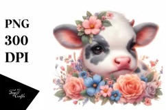 Cute Baby Cow Flowers | Clipart Product Image 3