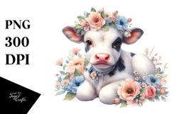 Cute Baby Cow Flowers | Clipart Product Image 3