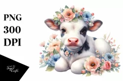 Cute Baby Cow Flowers | Clipart Product Image 3