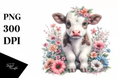 Cute Baby Cow Flowers | Clipart Product Image 1