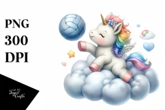 Baby Unicorn Playing Volleyball on Cloud | Sublimation Product Image 3